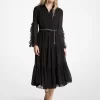 Rüschenkleid aus Georgette, Midi-Länge