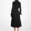 Rüschenkleid aus Georgette, Midi-Länge