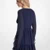 Rüschenkleid aus Georgette mit langen Ärmeln