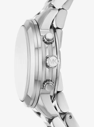 Runway Rhodium-plattierte Edelstahl-Dreifachwickeluhr