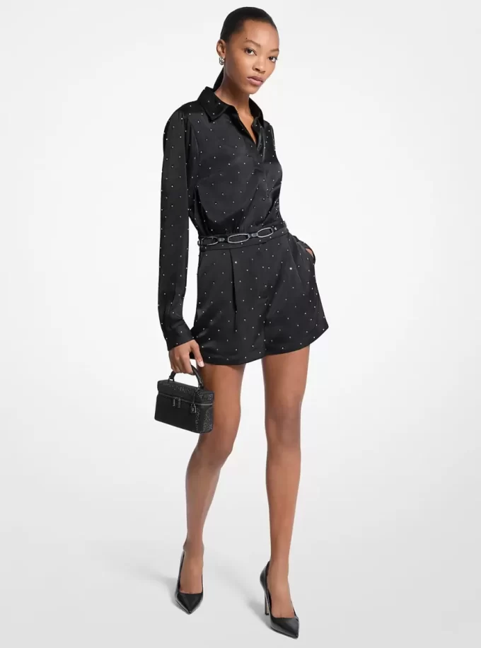 Satin-Jumpsuit mit Nieten