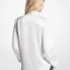 Satinbluse mit Fransen und Bindekragen Satinbluse mit Fransen und Bindekragen