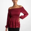 Schulterfreies Top aus gerafftem Moiré-Jacquard Schulterfreies Top aus gerafftem Moiré-Jacquard