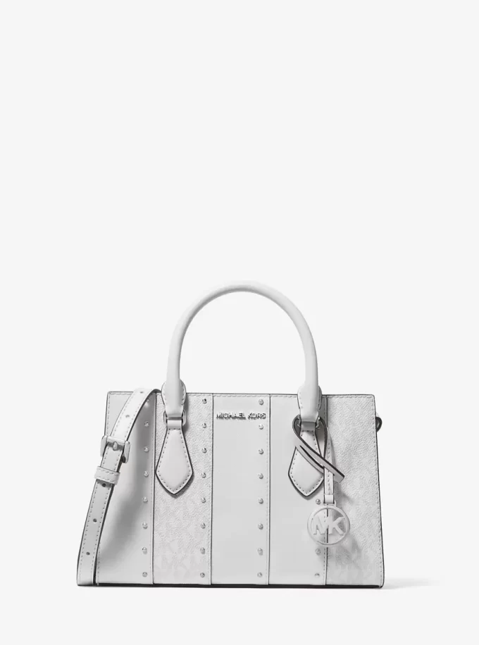 Sheila Small Schultertasche mit Nieten, Patchworkmuster und Logo Sheila Small Schultertasche mit Nieten, Patchworkmuster und Logo