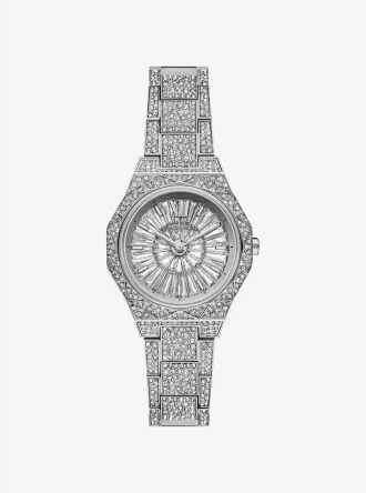 Silberfarbene Mini-Armbanduhr „Raquel Pavé“.