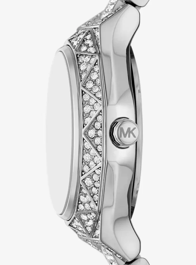 Silberfarbene Mini-Armbanduhr „Raquel Pavé“. Silberfarbene Mini-Armbanduhr „Raquel Pavé“.