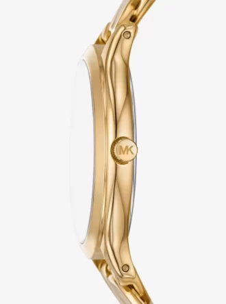 Slim Runway Gold-Tone Curb-Link Uhr