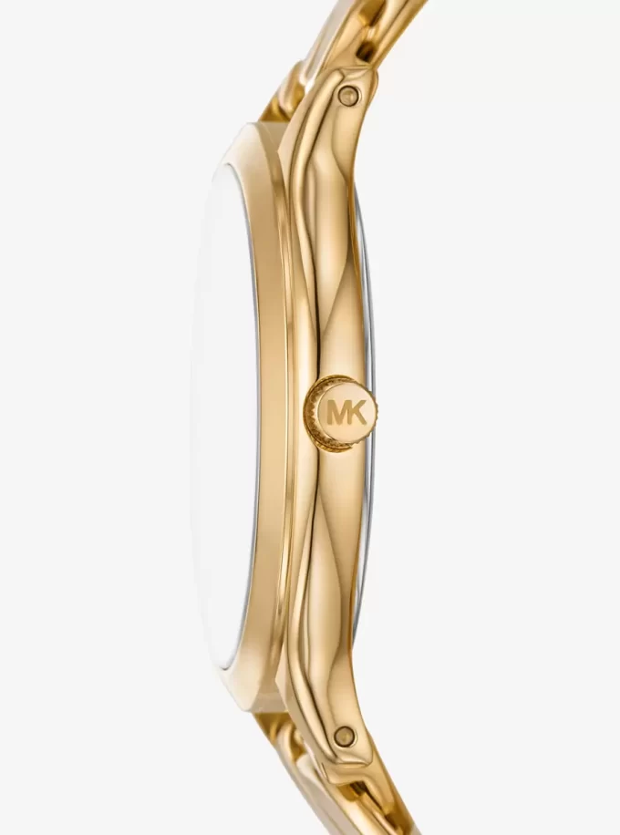 Slim Runway Gold-Tone Curb-Link Uhr