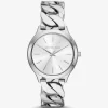 Slim Runway silberfarbene Gliederarmbanduhr