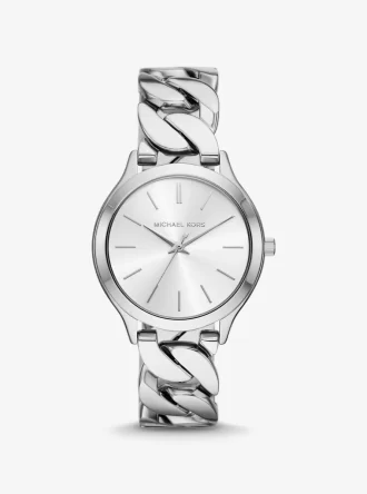 Slim Runway silberfarbene Gliederarmbanduhr