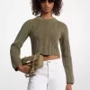 Stückgefärbter, gerippter, kurzer Baumwollpullover Stückgefärbter, gerippter, kurzer Baumwollpullover