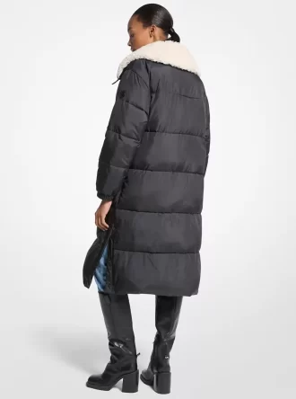Steppjacke mit Kunstpelzbesatz