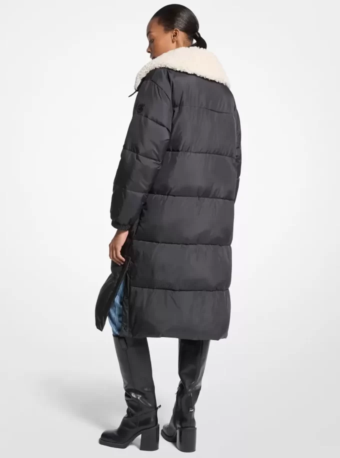 Steppjacke mit Kunstpelzbesatz