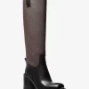 Stiefelette mit Houston-Logo und Blockabsatz aus Leder Stiefelette mit Houston-Logo und Blockabsatz aus Leder