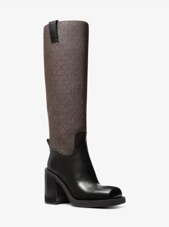 Stiefelette mit Houston-Logo und Blockabsatz aus Leder