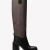 Stiefelette mit Houston-Logo und Blockabsatz aus Leder Stiefelette mit Houston-Logo und Blockabsatz aus Leder