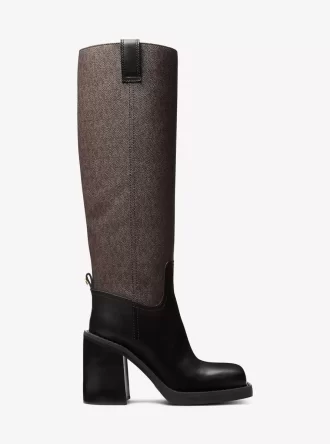 Stiefelette mit Houston-Logo und Blockabsatz aus Leder