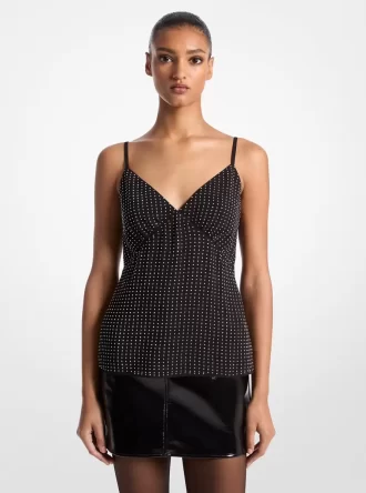 Strassbesetztes Georgette-Camisole-Tanktop