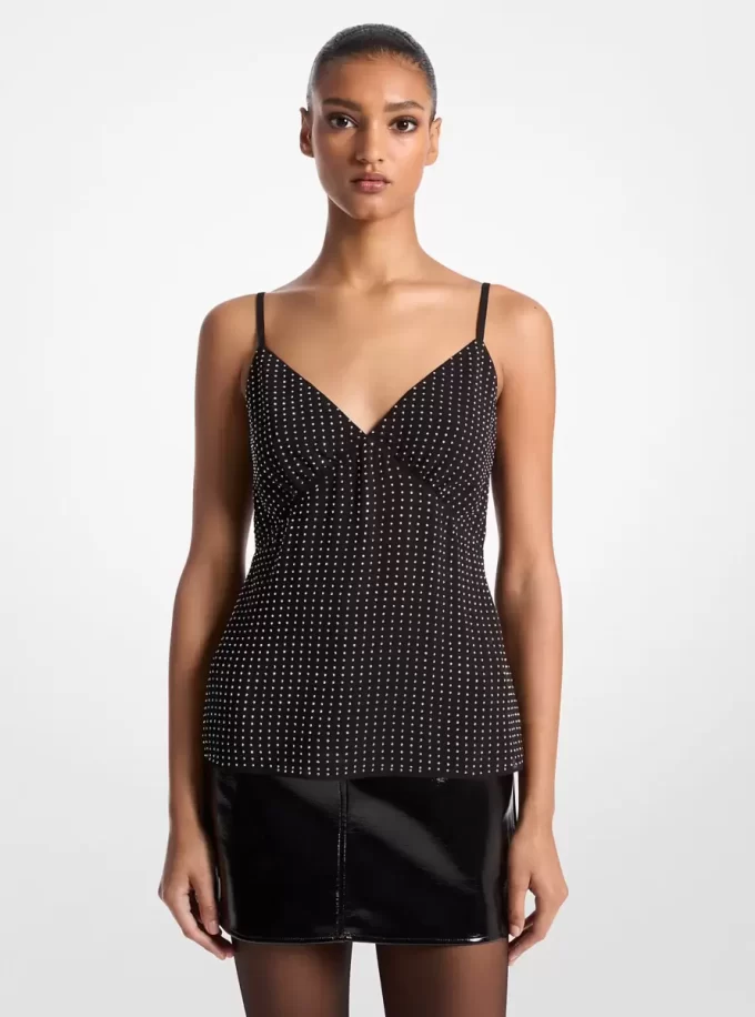 Strassbesetztes Georgette-Camisole-Tanktop