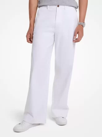 Stretch-Baumwollhose mit weitem Bein