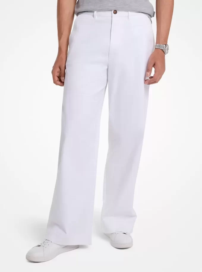 Stretch-Baumwollhose mit weitem Bein Stretch-Baumwollhose mit weitem Bein