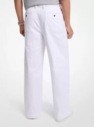 Stretch-Baumwollhose mit weitem Bein
