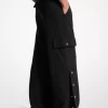 Stretch-Crêpe-Cargohose mit weitem Bein