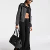 Stretch-Crêpe-Cargohose mit weitem Bein