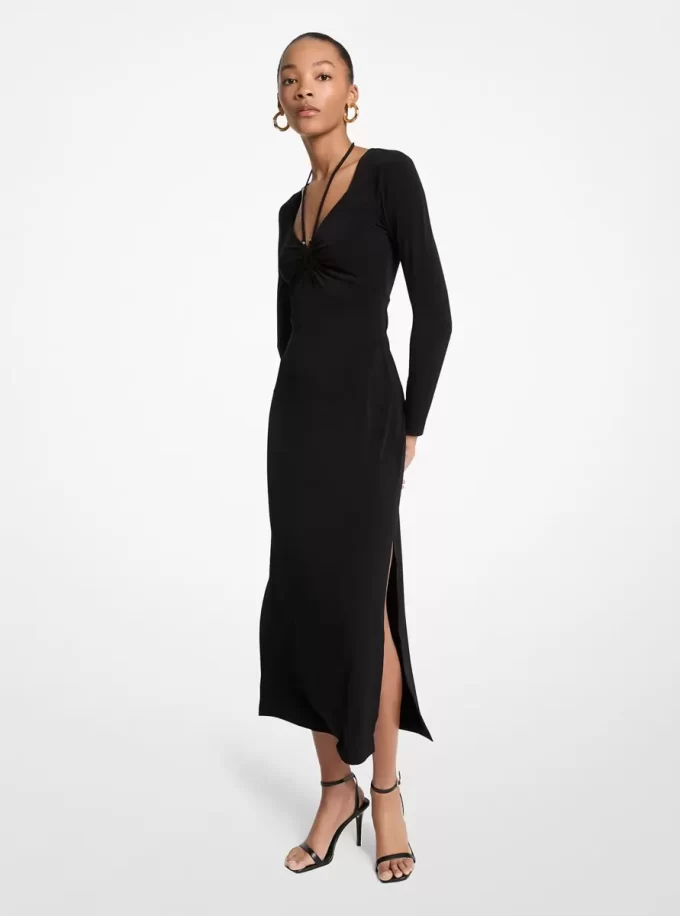 Stretch-Midikleid aus mattem Jersey Stretch-Midikleid aus mattem Jersey