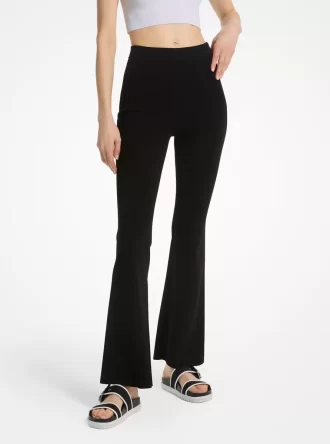 Stretch-Strick-Leggings mit ausgestelltem Bein Stretch-Strick-Leggings mit ausgestelltem Bein