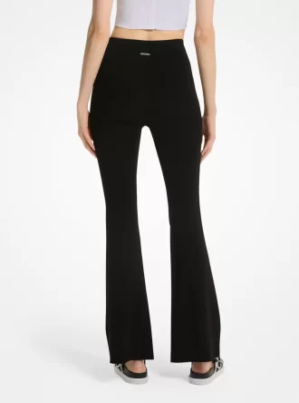 Stretch-Strick-Leggings mit ausgestelltem Bein Stretch-Strick-Leggings mit ausgestelltem Bein