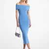 Stretch-Strickkleid mit schulterfreiem Ausschnitt