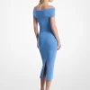 Stretch-Strickkleid mit schulterfreiem Ausschnitt