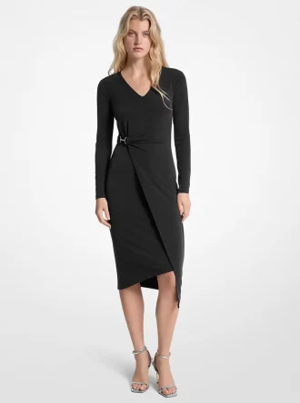 Stretch-Wickelkleid aus mattem Jersey