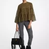 Stufenbluse aus Georgette mit Paisley-Muster