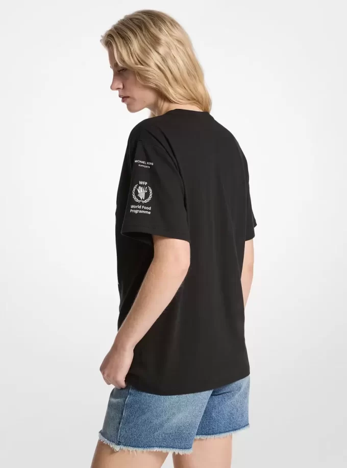 T-Shirt aus Baumwoll-Leinen-Mischgewebe, das den Hunger stoppt