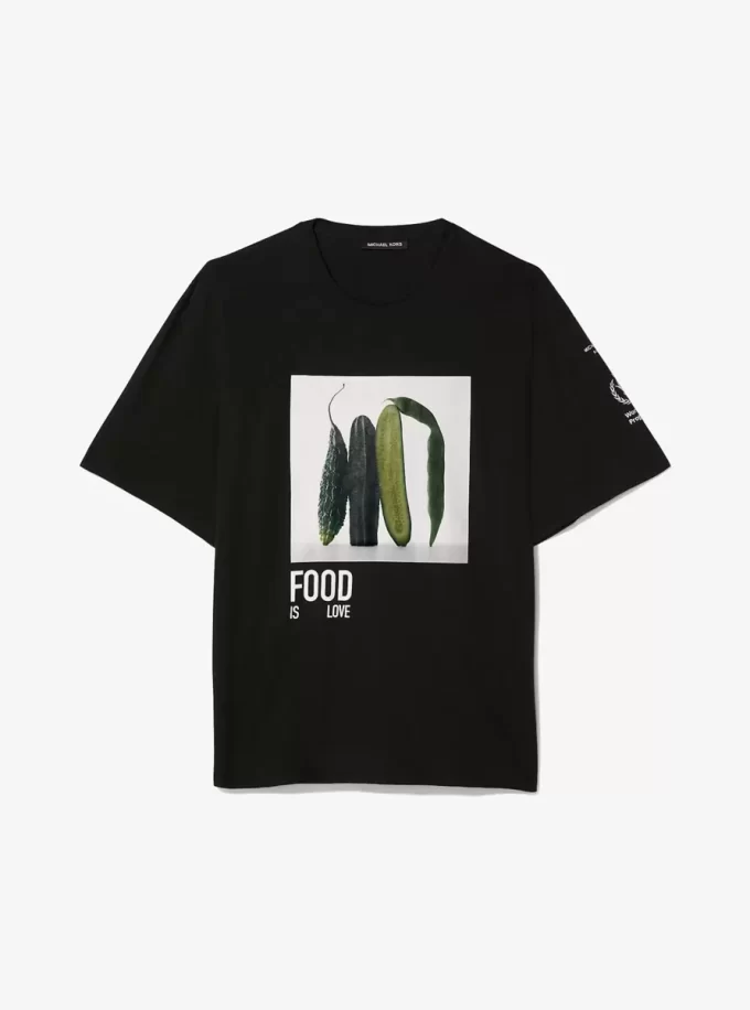 T-Shirt aus Baumwoll-Leinen-Mischgewebe, das den Hunger stoppt