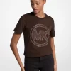 T-Shirt aus Bio-Baumwolljersey mit Logo-Anhänger und Nieten