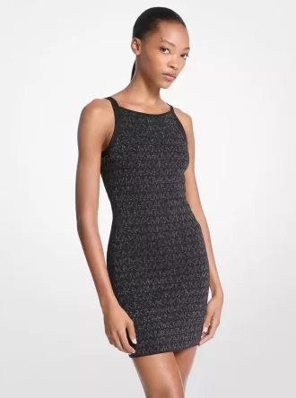 Tanktop-Kleid mit Metallic-Logo-Jacquardmuster