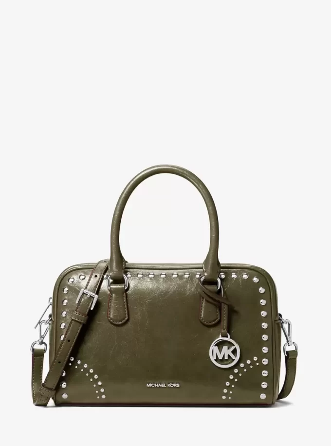 Thompson Medium Distressed Studded Satchel Thompson Medium Distressed Studded Satchel