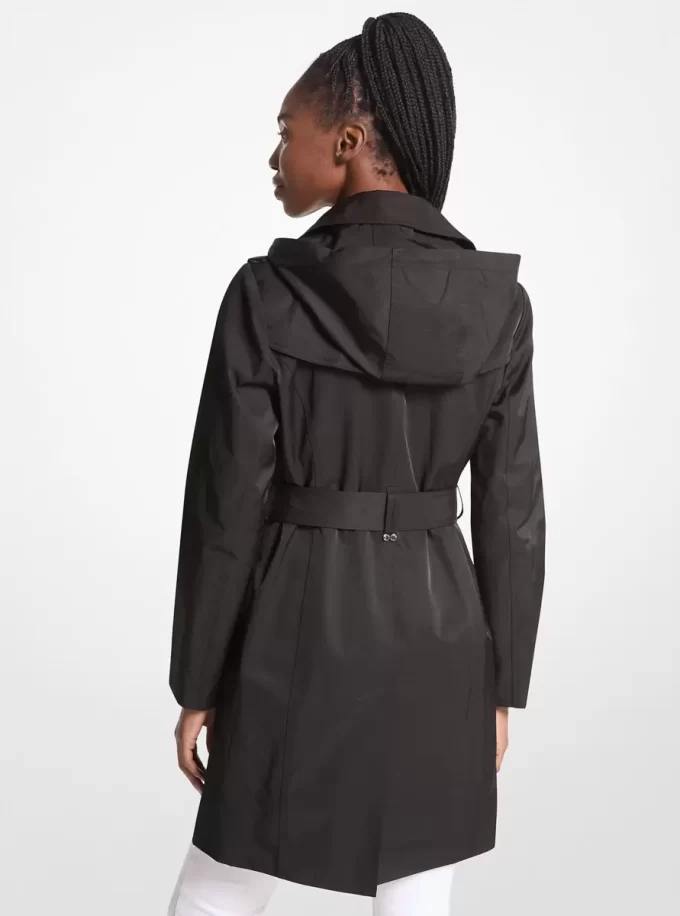 Trenchcoat mit Kapuze aus Baumwollmischgewebe