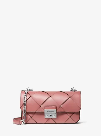 Tribeca Kleine Schultertasche aus gewebtem Leder