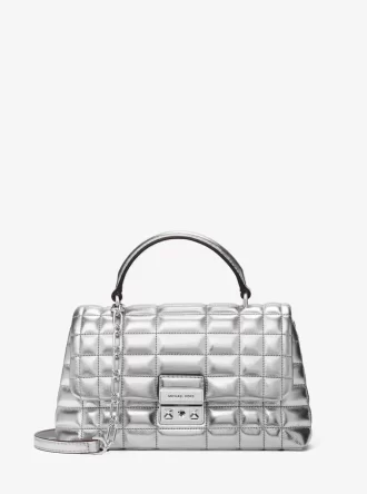 Tribeca Medium gesteppte Handtasche aus Metallic-Leder