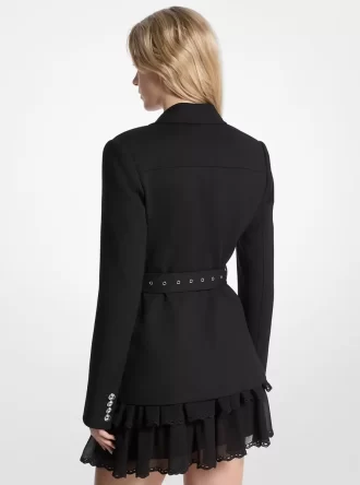 Utility-Blazer aus Stretch-Wollmischung mit Gürtel