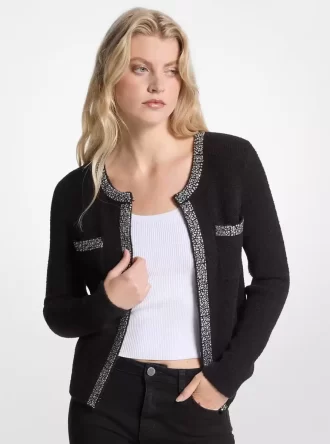 Verzierte Strickjacke aus Nylonmischgewebe