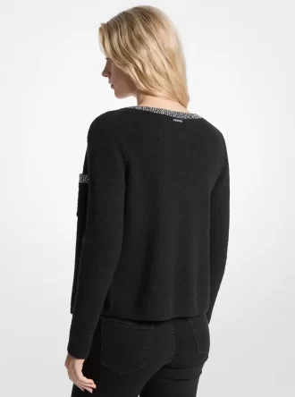 Verzierte Strickjacke aus Nylonmischgewebe