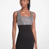 Verziertes Minikleid aus Stretch-Viskose Verziertes Minikleid aus Stretch-Viskose