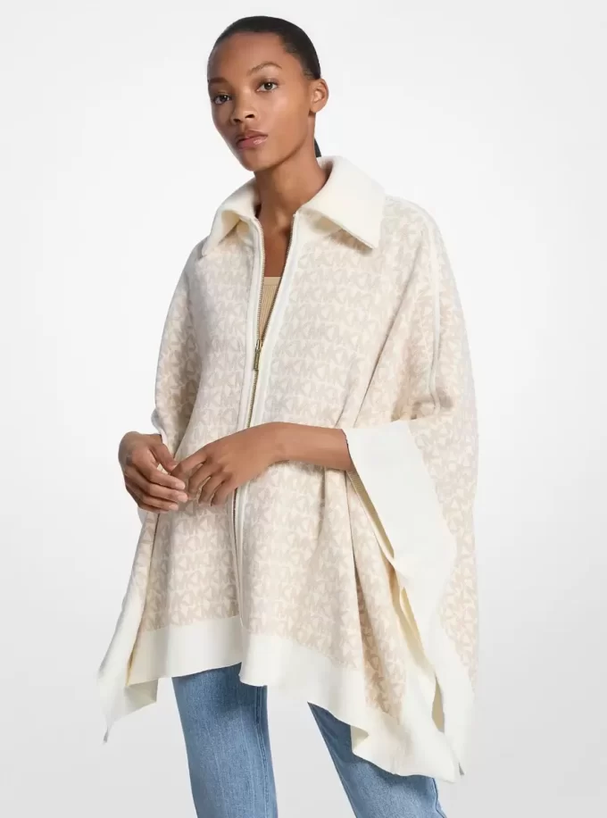 Wendbarer Poncho aus Baumwollmischgewebe mit Logo und Reißverschluss