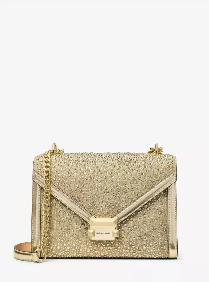Whitney Medium Schultertasche mit Verzierungen in Metallic-Optik