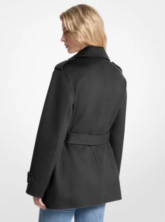 Wickelmantel aus Wollmischung mit Gürtel